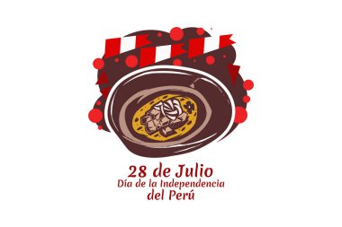 Çeviri: 28 Temmuz, Peru vektör illüstrasyonunun Bağımsızlık Günü (dia de la dependencia). Tebrik kartı, poster ve afiş için uygun. 