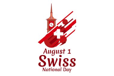 1 Ağustos, İsviçre ulusal gündüz vektör çizimi. Tebrik kartı, poster ve afiş için uygun.