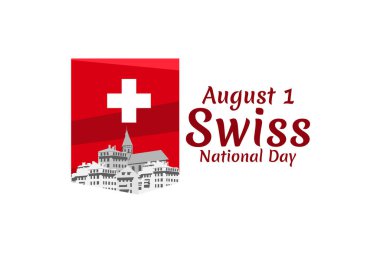 1 Ağustos, İsviçre ulusal gündüz vektör çizimi. Tebrik kartı, poster ve afiş için uygun.