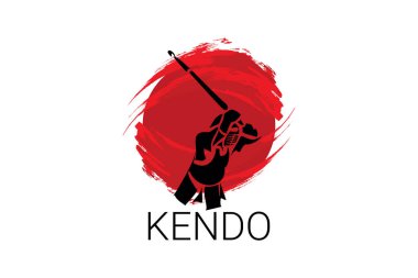 Japanese fencing kendo sport vector line icon. sportman, fighting stance. sport pictogram illustration.