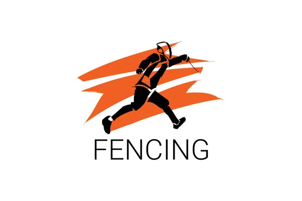Fencing Sport Vector Line Icon Sportman Fighting Stance Sport Pictogram — 图库矢量图片
