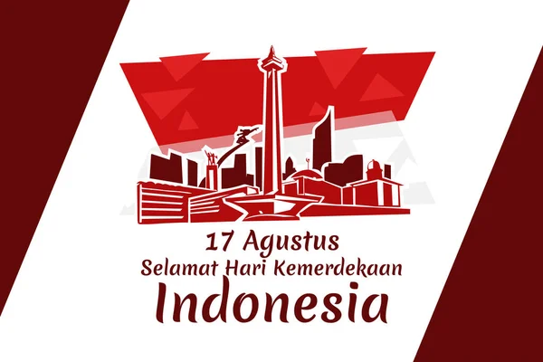 Fordítás Augusztus Boldog Függetlenség Napját Indonézia Függetlenség Napi Vektor Illusztráció — Stock Vector