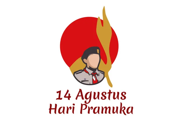 Μετάφραση Αυγούστου Happy Pramuka Day Pramuka Ινδονησιακή Εθνική Προσκοπική Κίνηση — Διανυσματικό Αρχείο