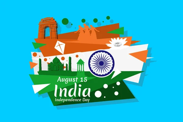 Augusztus Függetlenség Napja India Vektor Illusztráció Alkalmas Üdvözlőlap Poszter Banner — Stock Vector