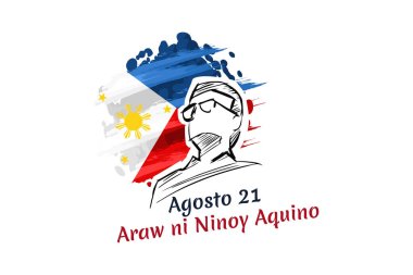 Çeviri: 21 Ağustos, Ninoy Aquino Günü. Ninoy Aquino Günü vektör çizimin kutlu olsun. Tebrik kartı, poster ve afiş için uygun.