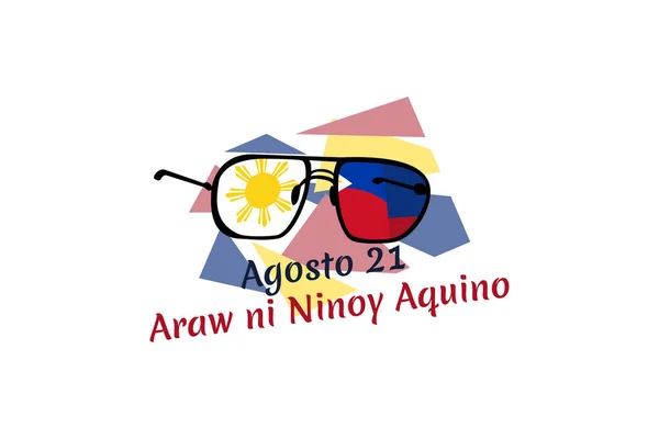 Vertaling Augustus Ninoy Aquino Dag Gelukkige Ninoy Aquino Day Vector — Stockvector