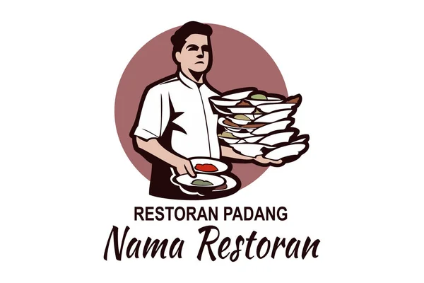 Tradução Nome Restaurante Padang Cuisine Logotipo Vector Adequado Para Padang —  Vetores de Stock