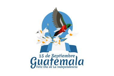 Çeviri: 15 Eylül Guatemala, Bağımsızlık Gününüz kutlu olsun. Guatemala vektör illüstrasyonunun Bağımsızlık Günü kutlu olsun. Tebrik kartı, poster ve afiş için uygun.