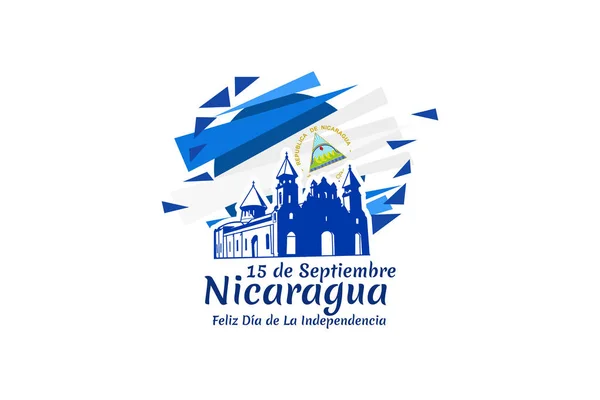 Übersetzung September Nicaragua Happy Independence Day Glücklicher Unabhängigkeitstag Von Nicaragua — Stockvektor
