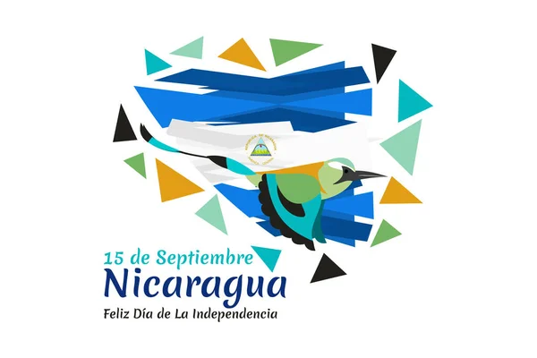 Tradução Setembro Nicarágua Feliz Dia Independência Feliz Dia Independência Nicarágua —  Vetores de Stock