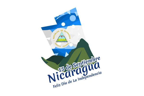 Tradução Setembro Nicarágua Feliz Dia Independência Feliz Dia Independência Nicarágua —  Vetores de Stock