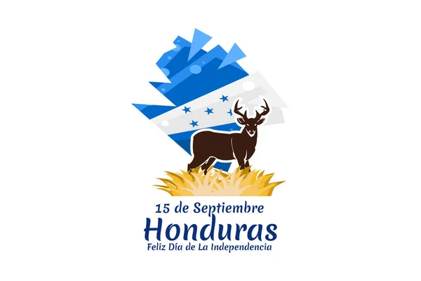 Tradução Setembro Honduras Feliz Dia Independência Feliz Dia Independência Honduras —  Vetores de Stock