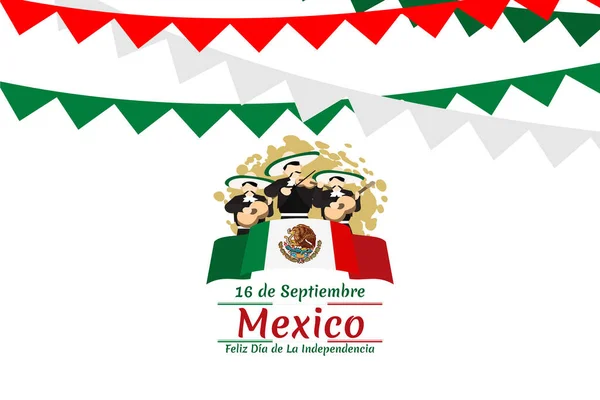 Traduction Septembre Jour Indépendance Mexique Fête Nationale Mexique Illustration Vectorielle — Image vectorielle