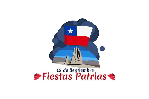 Übersetzt September Nationalfeiertag Glücklicher Unabhängigkeitstag Von Chile Vektor Illustration Geeignet — Stockvektor