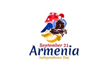 21 Eylül, Ermenistan Bağımsızlık Günü. Vektör çizimi. Tebrik kartı, poster ve afiş için uygun.