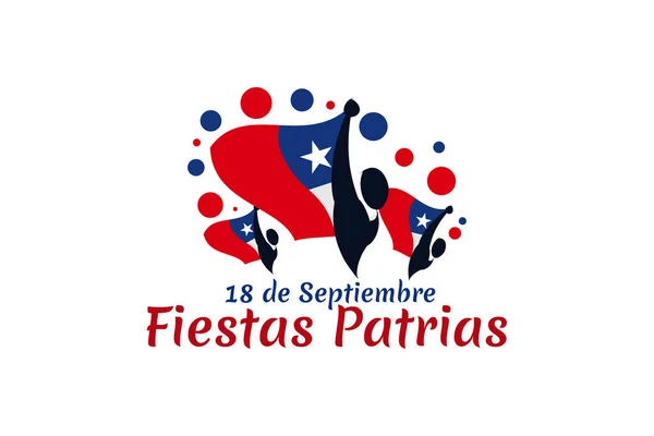 Traduire Septembre Fête Nationale Joyeux Jour Indépendance Chili Illustration Vectorielle — Image vectorielle