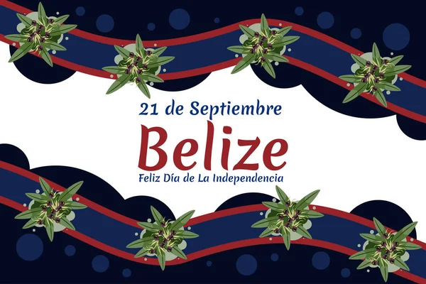 Tradução Setembro Belize Feliz Dia Independência Feliz Dia Independência Belize —  Vetores de Stock