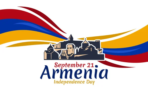 Вересня День Незалежності Вірменії Векторна Ілюстрація Підходить Вітальної Листівки Плаката — стоковий вектор