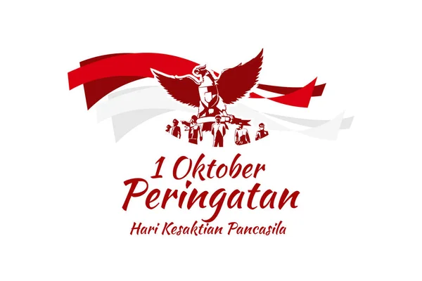 Tradução Outubro Comemoração Pancasila Dia Santidade Hari Kesaktian Pancasila Ilustração — Vetor de Stock