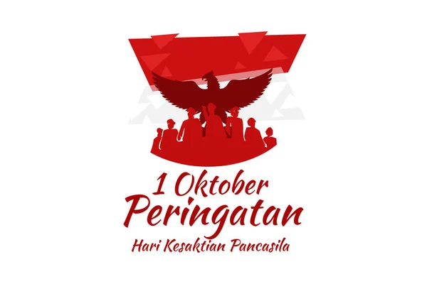 Fordítás Október Megemlékezés Pancasila Szentség Napja Hari Kesaktian Pancasila Vektor — Stock Vector
