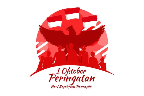 Terjemahan Oktober Peringatan Hari Raya Pancasila Hari Kesaktian Pancasila Vektor - Stok Vektor