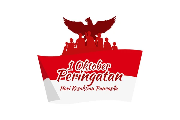 Översättning Oktober Minne Pancasila Sanctity Day Hari Kesaktian Pancasila Vektor — Stock vektor