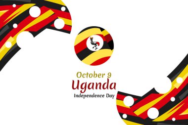 9 Ekim, Uganda vektör illüstrasyonunun bağımsızlık günü. Tebrik kartı, poster ve afiş için uygun.