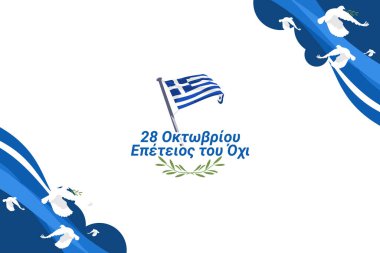 Çeviri: 28 Ekim 1940, HAYIR 'ın yıldönümü. Mutlu Ohi günleri ya da Oxi Günü vektör illüstrasyonları. Yunanistan 'da resmi tatil. Tebrik kartı, poster ve afiş için uygun.