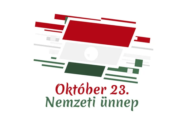 Fordítás Október National Day Nemzeti Ünnep Magyarországon 1956 Forradalom Emlékvektor — Stock Vector