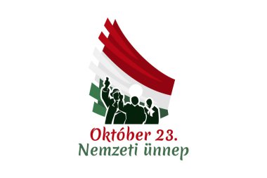 Tercümesi: 23 Ekim, Ulusal Gün. Macaristan 'da ulusal bayram - 1956 Devrimi hatıra vektör illüstrasyonu. Tebrik kartı, poster ve afiş için uygun.