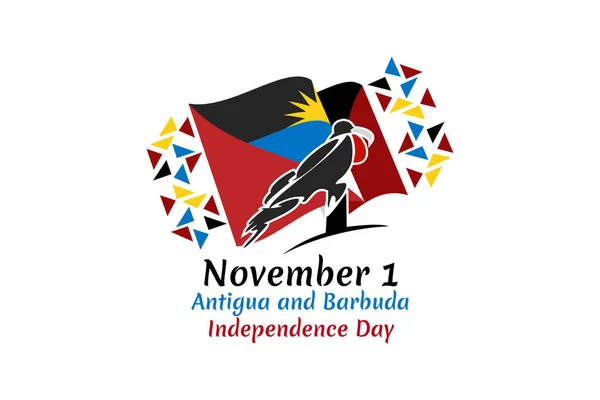 Noviembre Día Independencia Antigua Barbuda Vector Independencia Ilustración Adecuado Para — Vector de stock
