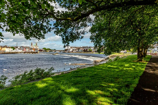 Beautiful View Branches Trees Shannon River Town Athlone Background Wonderful — Foto Stock