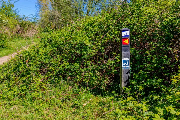 Hiking Trail Signs Routes Molenplas Nature Reserve Trails Lush Green — Stockfoto