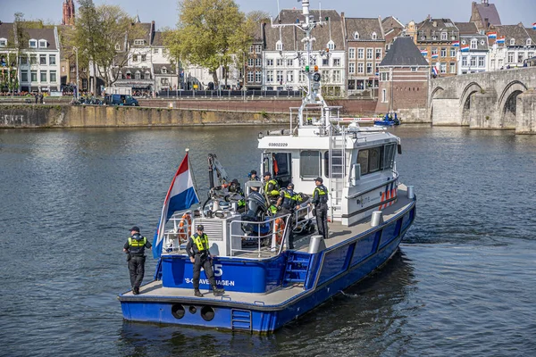 Maastricht South Limburg Netherlands April 2022 Police Boat Controlling Waters — Foto de Stock