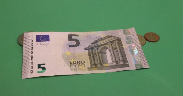 Female Hands Placing 100 200 Euro Bills Euro Cent Coins — Wideo stockowe