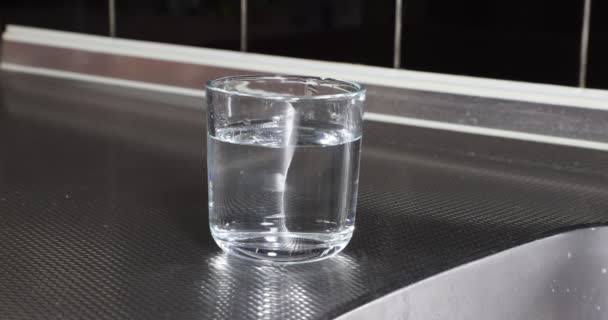 Female Hands Taking Glass Cup Fresh Clean Water Drink Putting — ストック動画