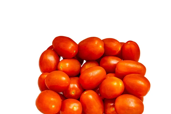 Groupe Tomates Cerises Fraîches Sur Fond Studio Blanc Délicieux Légumes — Photo