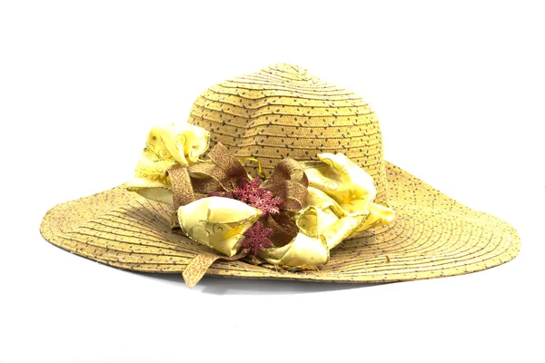 Καλοκαίρι καπέλο σε λευκό φόντο — Φωτογραφία Αρχείου