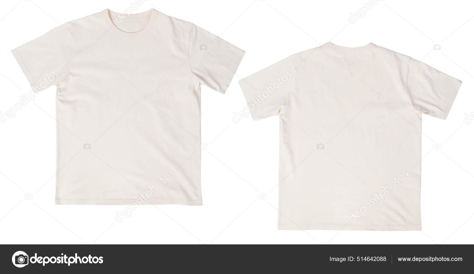 Blank Beige Shirt Mockup Front Back Isolated White Background