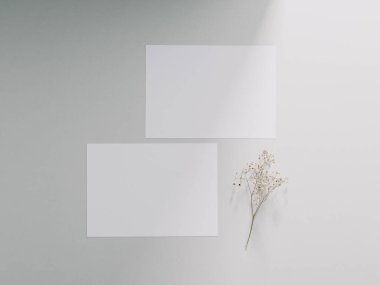 Tebrik kartı modeli, boş davetiye şablonu. Minimalist tarzda düz yatıyordu..