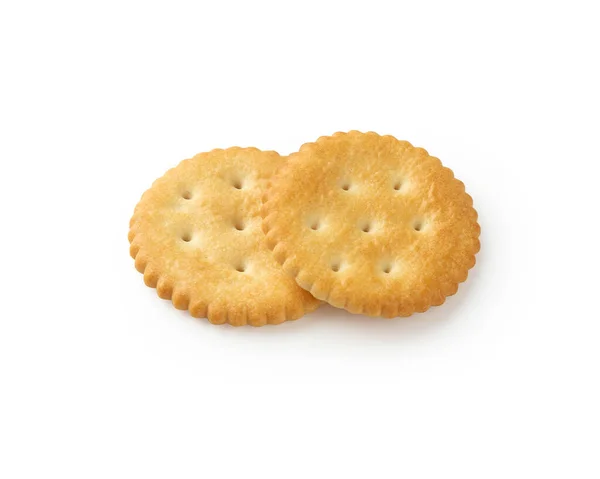 Cracker Cookies Isolerade Vit Bakgrund Med Klippning Väg — Stockfoto
