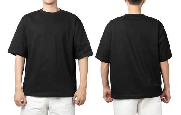 Jovem Branco Oversize Shirt Mockup Frente Verso Usado Como Modelo — Fotografia de Stock