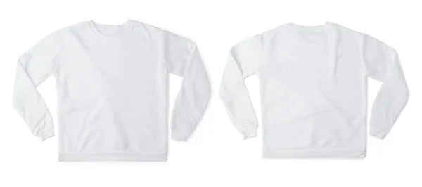 Camisola Branca Mockup Frente Verso Usado Como Modelo Design Isolado — Fotografia de Stock