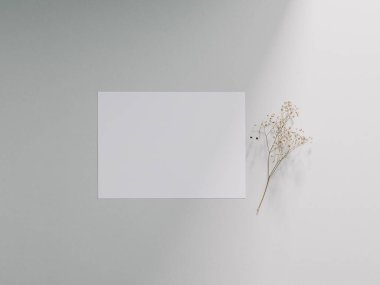 Tebrik kartı modeli, boş davetiye şablonu. Minimalist tarzda düz yatıyordu..