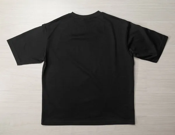 Plantilla Maqueta Camiseta Sobredimensionada Negra Blanco Suelo —  Fotos de Stock