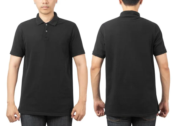 Jovem Branco Polo Shirt Mockup Frente Verso Usado Como Modelo — Fotografia de Stock