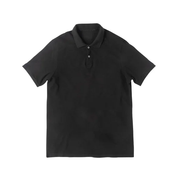 Tomma Svart Polo Shirt Mockup Isolerad Vit Bakgrund Med Klippbana — Stockfoto