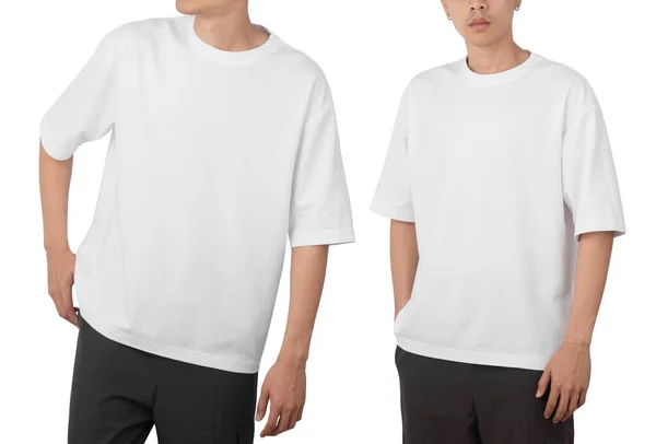 Jovem Branco Oversize Shirt Mockup Frente Verso Usado Como Modelo — Fotografia de Stock