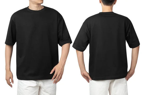 Jovem Branco Oversize Shirt Mockup Frente Verso Usado Como Modelo — Fotografia de Stock