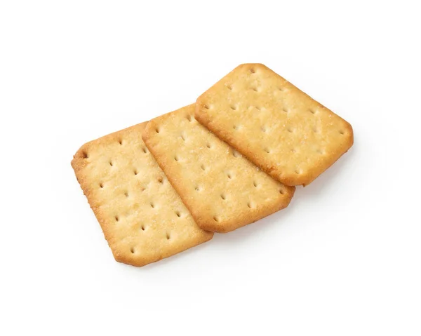 Cracker Cookies Isoliert Auf Weißem Hintergrund Mit Clipping Pfad — Stockfoto